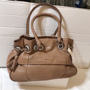New! Judith Ripka leather satchel with side tassels and silver tone hardware